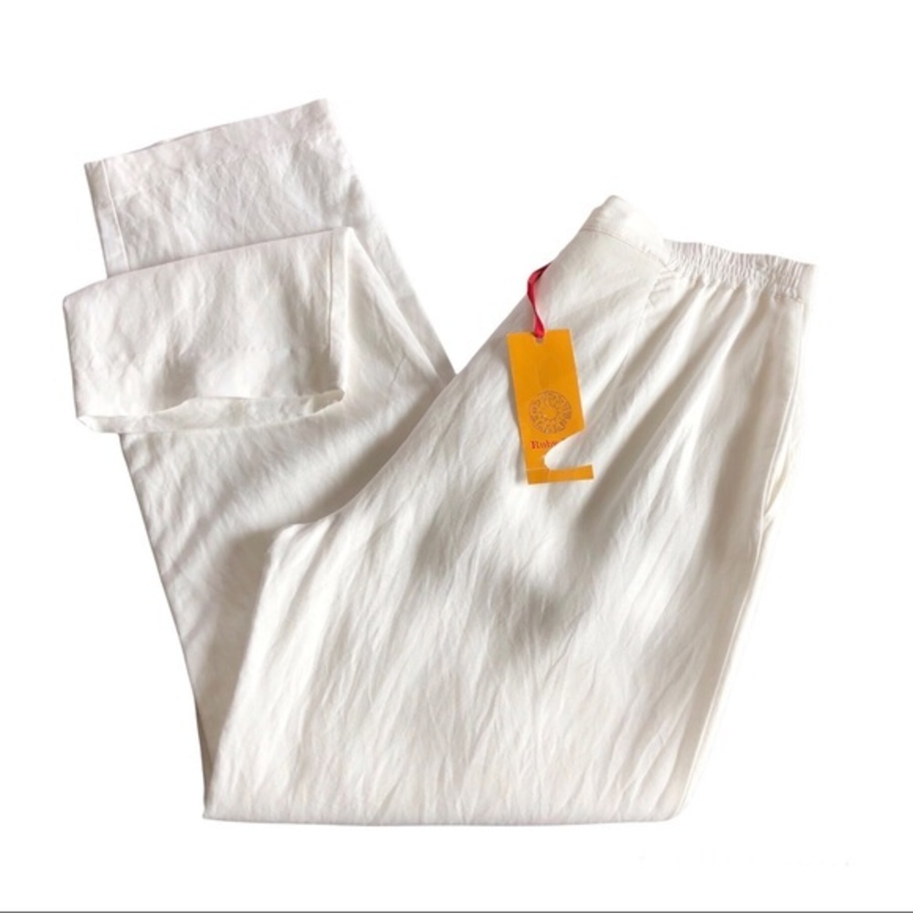 Ruby Rd. Women's Blush Crush Off White Linen Blend Pockets Pants‎ 10